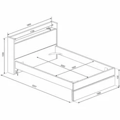 Lit Tiroir En Bois Imitation Chêne - LI9051 -Doublures De Lit Soldes 2024 1711 mesures 2