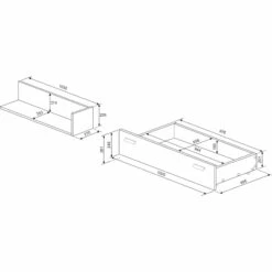 Lit Tiroir En Bois Imitation Chêne - LI9051 -Doublures De Lit Soldes 2024 1712 mesures