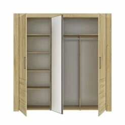 Lit Led Sensitive Et Armoire En Bois Clair - LT5084 16 Lit Led Sensitive Et Armoire En Bois Clair - LT5084 -Doublures De Lit Soldes 2024 armoire sofia ouverte face fond blanc 1