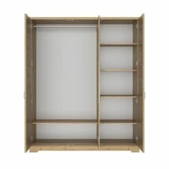 Lit Et Armoire En Bois Clair - LT5079 -Doublures De Lit Soldes 2024 armoire thelma face ouvert fond blanc 1