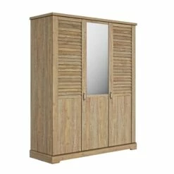 Lit Et Armoire En Bois Clair - LT5079 -Doublures De Lit Soldes 2024 armoire thelma profil fond blanc 1