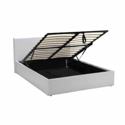 Lit Coffre En Métal Avec Revêtement Simili Cuir Blanc - LT14020 -Doublures De Lit Soldes 2024 barcelona blanc 3