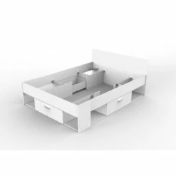 Lit En Bois 140x190/200 Blanc Perle LT115 -Doublures De Lit Soldes 2024 blanc