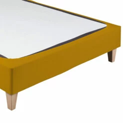 Cache-sommier Coton Jersey Jaune Moutarde -Doublures De Lit Soldes 2024 cache sommier jaune ocre 2