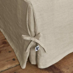 Cache-sommier à Nouettes Lin Lavé -Doublures De Lit Soldes 2024 cache sommier beige zoom