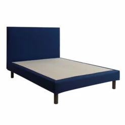 Cache-sommier Intégral 100% Coton Indigo -Doublures De Lit Soldes 2024 cache sommier indigo fond blanc 4