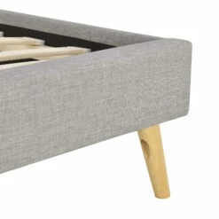 Lit En Bois Avec Tête De Lit Arrondie Tissu Gris Clair - LT17023 -Doublures De Lit Soldes 2024 cadre de lit gris clair 90x190 zoom pieds