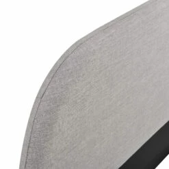 Lit En Bois Avec Tête De Lit Arrondie Tissu Gris Clair - LT17023 -Doublures De Lit Soldes 2024 cadre de lit gris clair 90x190 zoom tdl