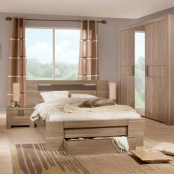 Lit Tiroir Adulte Effet Chêne Fusain LI5002 -Doublures De Lit Soldes 2024 chambre moka