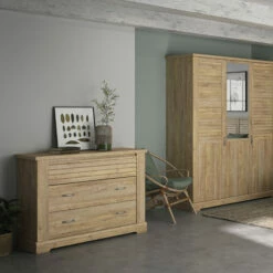 Lit Et Commode En Bois Clair - LT5078 -Doublures De Lit Soldes 2024 commode thelma face ambiance 1 1