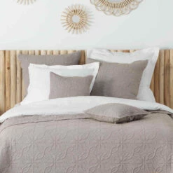 Couvre-lit Microfibre Lavée Matelassé Florette 240x220 Cm -Doublures De Lit Soldes 2024 couvre lit florette taupe zoom