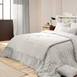 Couvre-lit Double Gaze De Coton Gris -Doublures De Lit Soldes 2024 couvre lit gris zoom