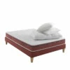 Ensemble Matelas 100% Latex, Sommier, Pieds, Couette Et Oreiller Crépuscule 500 - SOMEO -Doublures De Lit Soldes 2024 crepuscule 500 mat som cou or 3 4 fond blanc