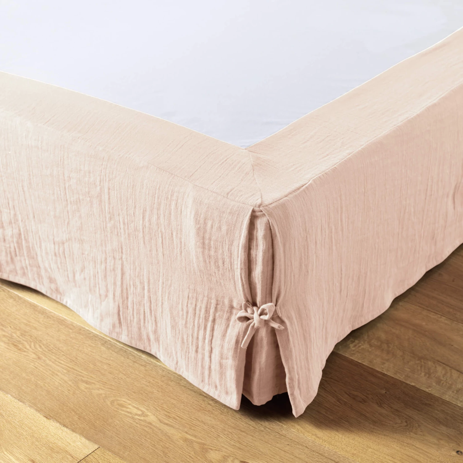 Cache Sommier Double Gaze De Coton Rose 3 Cache Sommier Double Gaze De Coton Rose