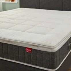 Ensemble Boxspring Surmatelas + Matelas + Sommier + Tête De Lit + Pieds Gris Chiné Epeda ENCHANTEUR -Doublures De Lit Soldes 2024 e de boxspring enchanteur gris chine ensemble zoom 04