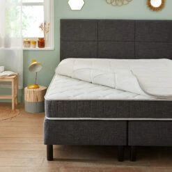 Ensemble Boxspring Surmatelas + Matelas + Sommier + Tête De Lit + Pieds Gris Chiné Epeda ENCHANTEUR -Doublures De Lit Soldes 2024 e de boxspring enchanteur gris chine ensemble zoom 06