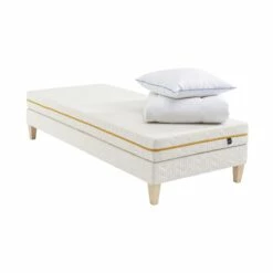 Ensemble Matelas Mousse Recyclée, Sommier, Pieds, Couette Et Oreiller Aube 400 - SOMEO -Doublures De Lit Soldes 2024 ensemble aube 400 couette oreiller 90x fond blanc