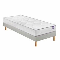 Ensemble Merinos Matelas Mousse Wise, Sommier En Kit Déco Et Pieds -Doublures De Lit Soldes 2024 ensemble merinos wise 90x190 3 4 fond blanc