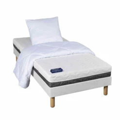 Ensemble Matelas Mousse Tranquillité + Sommier + Pieds + Couette + Oreillers -Doublures De Lit Soldes 2024 ensembletranquillite1