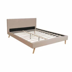 Lit En Bois Avec Tissu Beige - LT14009 -Doublures De Lit Soldes 2024 fjord beige fond blanc