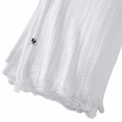 Plaid Gaze De Coton à Franges Blanc -Doublures De Lit Soldes 2024 gaia blanc marron zoom