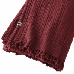 Plaid Gaze De Coton à Franges Bordeaux -Doublures De Lit Soldes 2024 gaia plaid bordeaux zoom