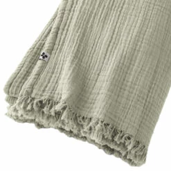 Plaid Gaze De Coton à Franges Vert D'eau -Doublures De Lit Soldes 2024 gaia plaid vertdeau zoom