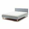 Lit Capitonné En Tissu Avec Tête De Lit Lisse - LT8004 -Doublures De Lit Soldes 2024 lena bleu glacier profil matelas fond blanc