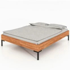 Lit En Chêne Massif Clair Avec Pieds En Métal - LT36001 10 Lit En Chêne Massif Clair Avec Pieds En Métal - LT36001 -Doublures De Lit Soldes 2024 lit abies profil droit fond blanc 2