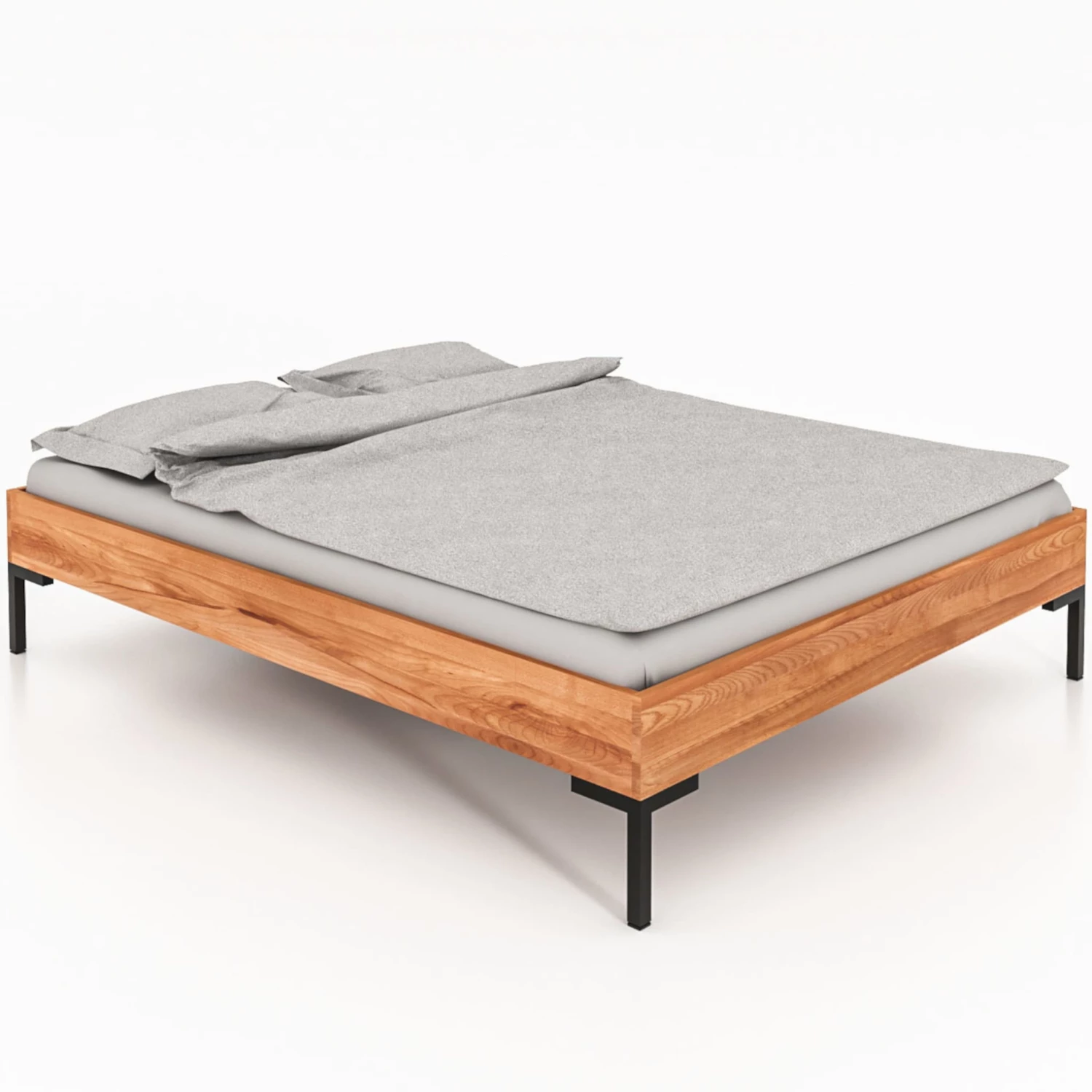 Lit En Chêne Massif Clair Avec Pieds En Métal - LT36001 3 Lit En Chêne Massif Clair Avec Pieds En Métal - LT36001