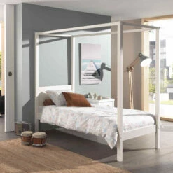 Lit Avec Cadre En Bois Blanc - Terre De Nuit -Doublures De Lit Soldes 2024 lit cadre blanc 3