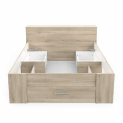 Lit En Bois Avec Tiroir Imitation Chêne Kronberg - LT177 -Doublures De Lit Soldes 2024 lit chene kronberg 140 2 1