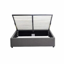 Lit Coffre En Bois Massif Anthracite Avec Sommier à Lattes - LT17017 -Doublures De Lit Soldes 2024 lit coffre anthra fond blanc2