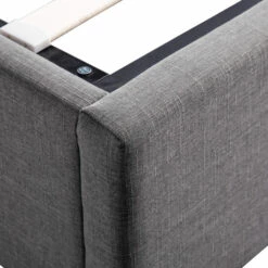 Lit Coffre En Bois Massif Anthracite Avec Sommier à Lattes - LT17017 -Doublures De Lit Soldes 2024 lit coffre anthra fond blanc3