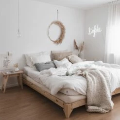 Lit En Pin Massif Naturel Avec Sommier -Doublures De Lit Soldes 2024 lit elan ambiance 1