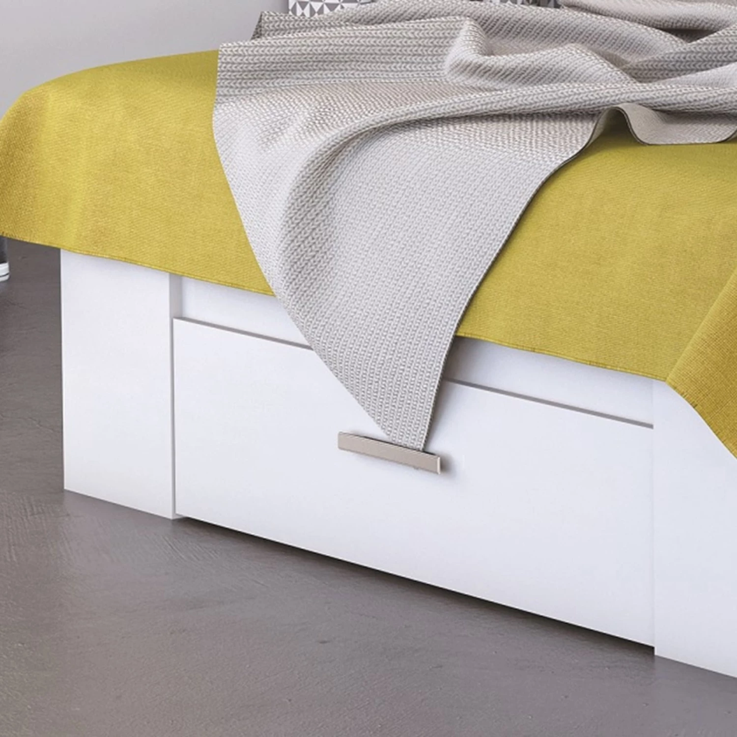 Lit En Bois Avec Tiroir Blanc Perle - LT177 – Image 4