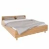 Lit Avec Tête De Lit Incurvée Et Pieds En Bois Massif 160x200 - LT0079 -Doublures De Lit Soldes 2024 lit face fond blanc 2