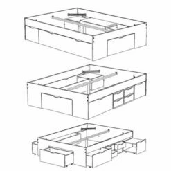 Lit Tiroirs Avec 2 Chevets En Bois Blanc - LT14014 -Doublures De Lit Soldes 2024 lit jazz