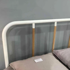 Lit En Métal Blanc Et Chêne - LT4003 -Doublures De Lit Soldes 2024 lit m tal marcus blanc 1 1