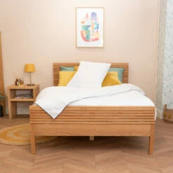 Lit à Rainures En Bois Massif Naturel - LT17012 -Doublures De Lit Soldes 2024 lit rainures ambiance 3