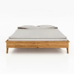 Lit Avec Pieds Inclinés En Chêne Massif Clair - LT36003 -Doublures De Lit Soldes 2024 lit retro face fond blanc