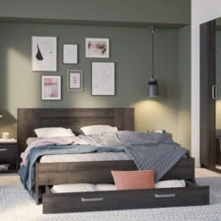 Lit En Bois Avec Tiroir Imitation Chêne Waterford - LT199 -Doublures De Lit Soldes 2024 lit richmond ambiance