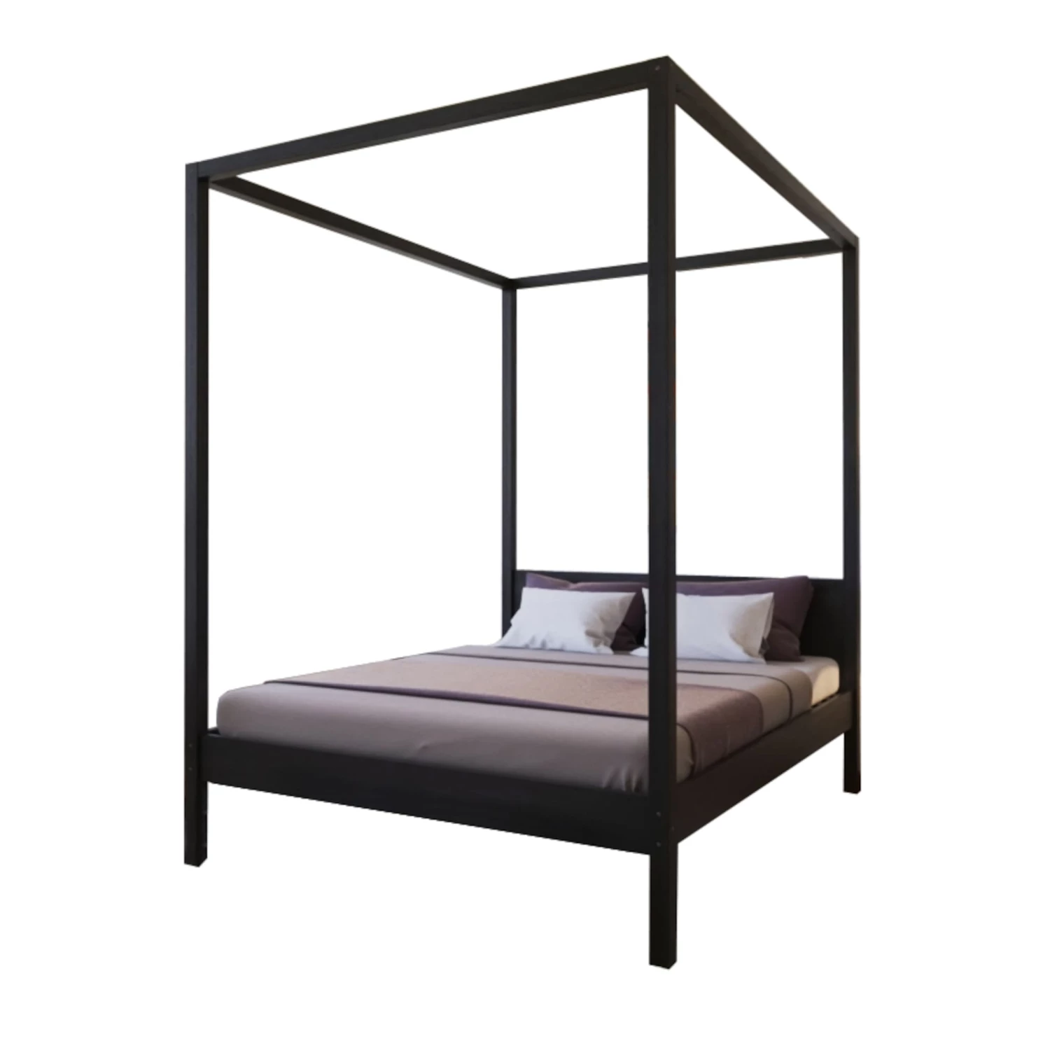 Lit à Baldaquin En Bois Noir - LT14032 3 Lit à Baldaquin En Bois Noir - LT14032