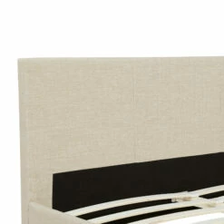 Lit En Bois Avec Tête De Lit Tissu Naturel - LT17020 -Doublures De Lit Soldes 2024 lit scandinave naturel 160x200 zoom tete de lit