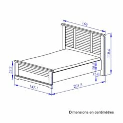 Lit En Bois Clair Imitation Châtaignier - LT5066 -Doublures De Lit Soldes 2024 lit thelma 140x190 dimensions fond blanc