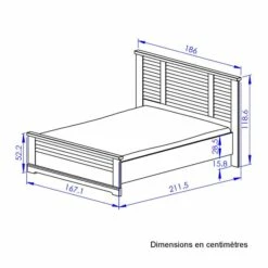 Lit En Bois Clair Imitation Châtaignier - LT5066 -Doublures De Lit Soldes 2024 lit thelma 160x200 dimensions fond blanc