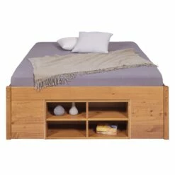 Lit Multi-rangements Avec Sommier Intégré En Pin Massif - LT12119 -Doublures De Lit Soldes 2024 lit till 140 face fond blanc