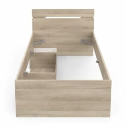 Lit Tiroir Avec Niche De Rangement En Bois Imitation Chêne Kronberg - LT202 -Doublures De Lit Soldes 2024 lit tiroir 1 niche 90200 2