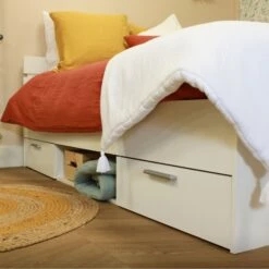 Lit Tiroirs Blanc Perle -Doublures De Lit Soldes 2024 lit tiroir ambiance 4 1