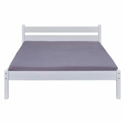 Lit Avec Sommier Intégré En Pin Massif Blanc - LT12118 -Doublures De Lit Soldes 2024 lit vilmo face fond blanc